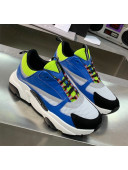 Dior B22 Sneaker in Calfskin And Technical Mesh Bright Blue/Fluorescent Green 2020