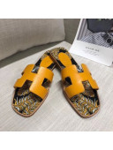 Hermes Calfskin Oran Sandal With "Fantaisie Botanique" Printed Canvas Ginger 2020