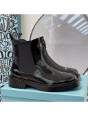 Prada Brush Leather Front Logo Short Boots Black 2021