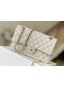 Chanel Haas Grained Calfskin Medium Classic Flap Bag A01112 Off-white/Light Gold 2021(Original Quality)