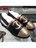 Chanel Slingback Espadrilles G34817 Black/Gold 2019