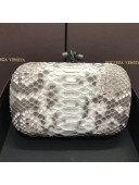 Bottega Veneta Knot Clutch in Pythonskin Calfskin Grey/White 2021 06