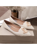 Jimmy Choo JC Logo Pearl Flat Ballerinas 2019