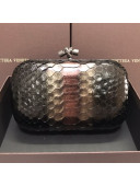 Bottega Veneta Knot Clutch in Pythonskin Calfskin Black/Gold 2021 07