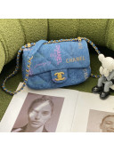 Chanel Printed Denim Small Flap Bag AS3134 Blue/Multicolor 2022 