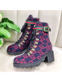 Gucci GG Wool Ankle Short Boot 578585 Blue/Red/Black 2019