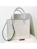 Valentino Large VLogo Walk Calfskin Vertical Tote Bag 1052 White 2020