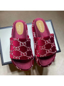 Gucci Velvet GG Platform Slide Sandal 573018 Red 2021