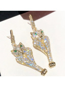 Cartier Leopard Crystal Earrings Gold/Green 2021 082568