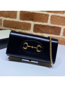 Gucci Horsebit 1955 Leather Wallet with Chain WOC ‎621888 Black 2020