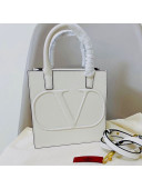 Valentino Small VLogo Walk Calfskin Vertical Tote Bag 1053 White 2020