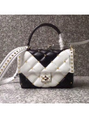 Valentino Medium V Inlay Candystud Top Handle Bag Black/White 2018