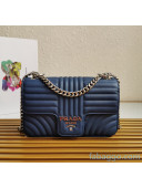 Prada Diagramme Leather Flap Shoulder Bag 1BD108 Blue 2020