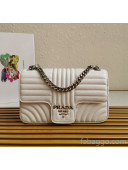 Prada Diagramme Leather Flap Shoulder Bag 1BD108 White 2020