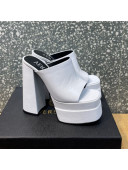 Versace Calfskin Platform Slide Sandals 15.5cm White 2022 24