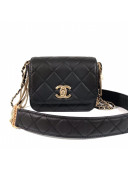 Chanel Quilted Calfskin Flap Bag with Chain Tassel Strap AS2051 Black 2020 TOP