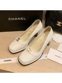 Chanel Vintage Calfskin Round CC Pumps 7cm White 2021