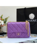 Chanel Lambskin & Enamel Small Flap Bag AS3112 Purple 2021