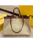 Fendi Peekaboo X-Tote Logo Canvas Tote Bag Beige 2021