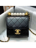 Chanel Quilted Leather Pearl Square Clutch with Chain AP0997 Black 2019