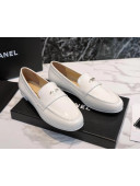 Chanel Patent Leather CC Strap Loafers White 2021