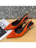 Versace Medusa Patent Leather Slingback Pumps 6cm Orange 2022