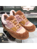 Chanel Lambskin Fur Low-Top Sneakers G35195 Camel 2019