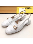 Fendi Crocodile Pattern Calfskin Promenade Slingbacks Loafers With 4cm Heel White 2020