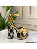 Saint Laurent Sequins High Heel Lambskin Sandals Gold 2021