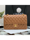 Chanel Shiny Lambskin Classic Medium Flap Bag A01112 Caramel Brown 2021