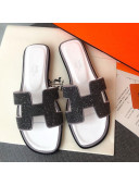 Hermes Oran Crystal Suede Slide Sandal Grey 2021 14