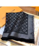 Louis Vuitton Shiny Silver Monogram Shawl Scarf 142x142cm Black 2021