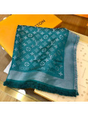 Louis Vuitton Shiny Silver Monogram Shawl Scarf 142x142cm Green 2021