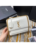 Saint Laurent Sunset Medium Bag in Smooth Leather 442906 White/Gold 2020