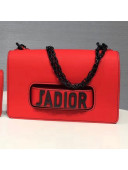 Dior "J'ADIOR" Flap Bag In Red Calfskin with Black Metal 2018