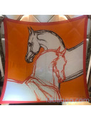 Hermes Horse Silk & Cashmere Square Scarf 140x140cm H2081007 Orange 2020