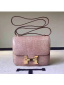 Hermes 18cm/23cm Constance Bag in Crocodile Leather Pink