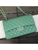 Chanel Shiny Lambskin Classic Medium Flap Bag A01112 Green 2021