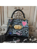 Dolce&Gabbana Welcome Bag in Mural-Print Calfskin Black 2018