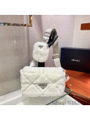 Prada Shearling Shoulder Bag 1BC292 White 2022