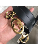 Gucci Leather Belt with Interlocking G Horsebit 20MM Black/Gold 2019