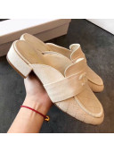 Chanel Quilted Fabric Loafers Mules G34427 Beige White 2019