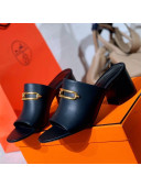 Hermes Claire Calfskin Mules 6cm Black 2021