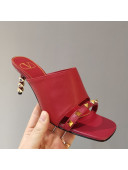 Valentino Roman Stud Lambskin Heel Mules 7cm Red 2021