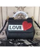 Dolce&Gabbana Medium/Large Sicily Bag in Dauphine Calfskin with Appliques Black 2018