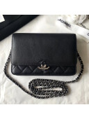 Chanel Grained Calfskin CC Wallet on Chain WOC Bag Black 2018