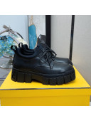 Fendi Force Calfskin FF Lug Sole Lace-up All Black 2021