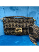 Fendi Baguette Medium Strips Interlace Bag Brown 2020 