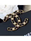 Chanel Leather and Chain CC Brooch AB2674 Black 2019