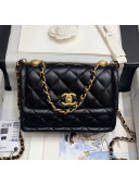 Chanel Quilted Lambskin Medium Flap Bag with Metal Button AS2055 Black 2020